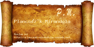Plancsák Mirandola névjegykártya
